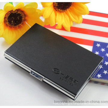 Leather Business Card Holder with Stamped Logo